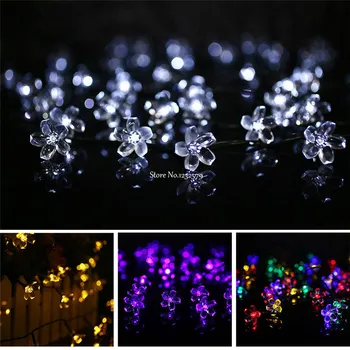 

5M 20 LED Solar Powered Cherry Blossoms Flower Fairy String Light for Wedding Christmas Party Festival Outdoor Indoor Decoration