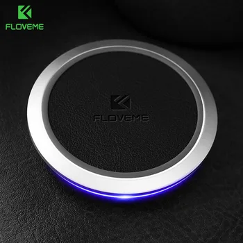 

FLOVEME LED Wireless Charger 5V/2A Fast Charger Luxury PU Leather Qi Wireless Charger For iPhone 11 Pro 8 X Xr Desk Charger