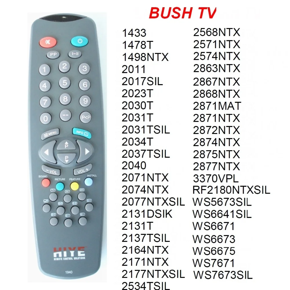 Пульт дистанционного управления RC 1940 для ТВ BUSH 14 21 20 25 28 33 56 66 76 дюймов сменный