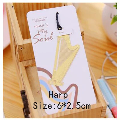 harp 5 шт музыкальные инструменты металлические музыкальные ноты закладки Обучающие канцелярские принадлежности закладки для чтения офисные канцелярские принадлежности Школьные принадлежности - Цвет: harp