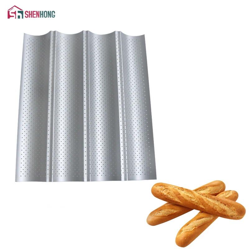 

SHENHONG Carbon Steel 4 Groove 2 Groove Wave French Bread Baking Tray For Baguette Bake Mold Pan