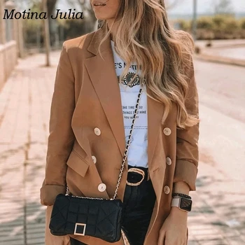 

Motina Julia 2019 trendy double breasted blazers coats women streetwear pockets outerwear jackets tops female