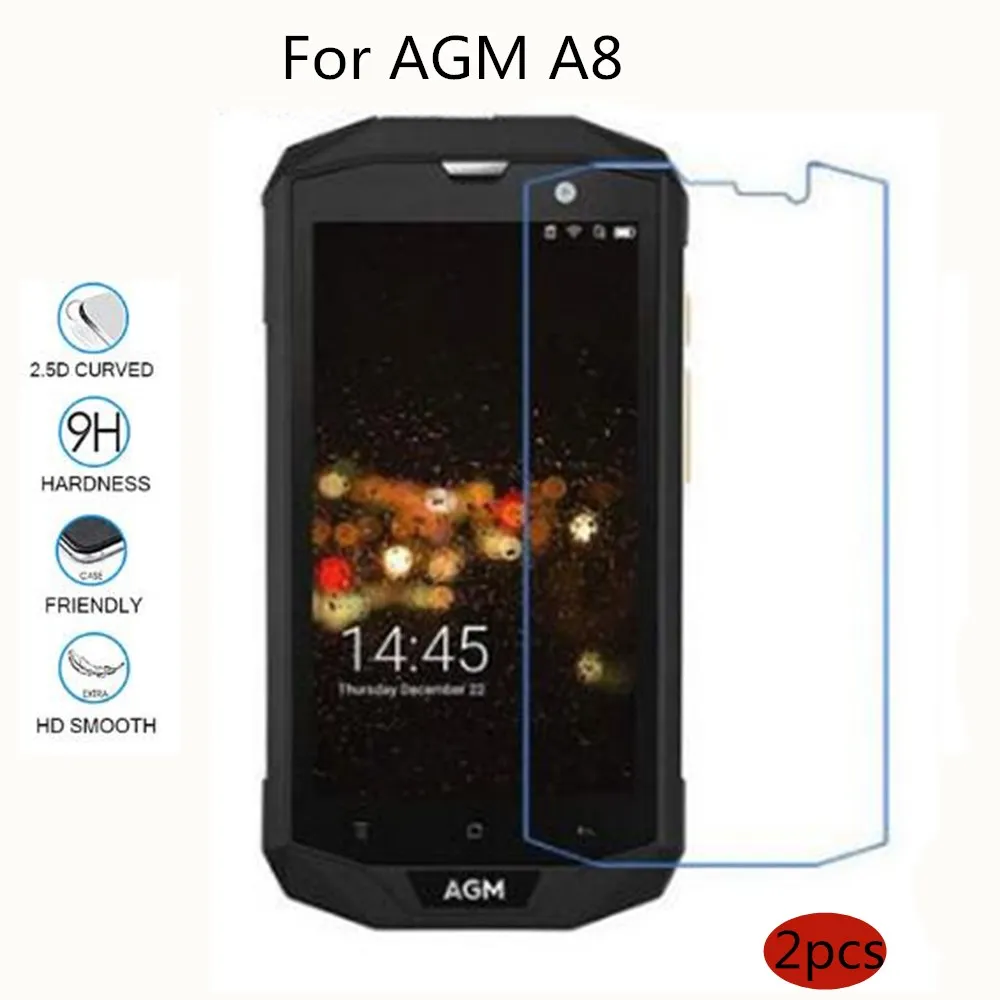 

2pcs New Screen Protector phone For AGM A8 Tempered Glass SmartPhone Film Protective Cover