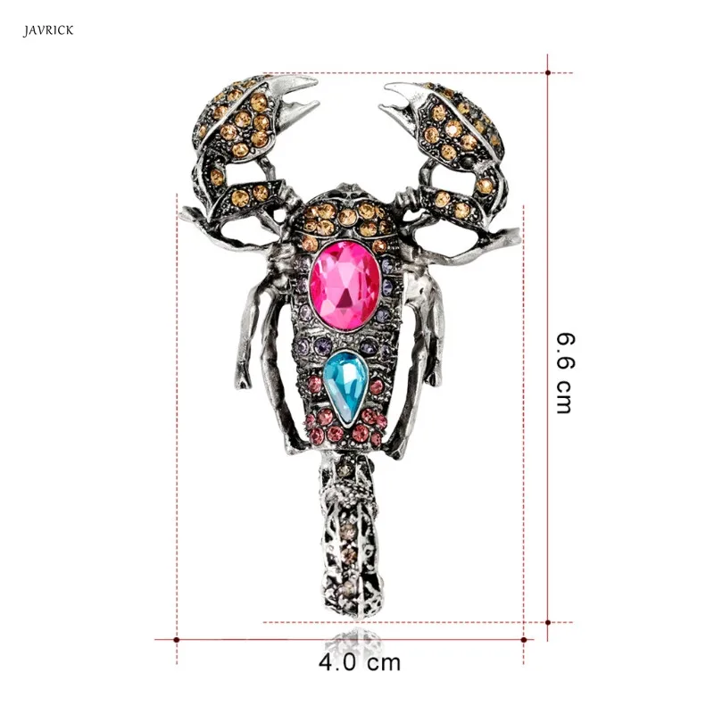 JAVRICK Insect Scorpion Brooch Pins Jewelry Men Women Rhinestone Gift Corsage Decoration Bridal Wedding Crystal Animal Jewelry