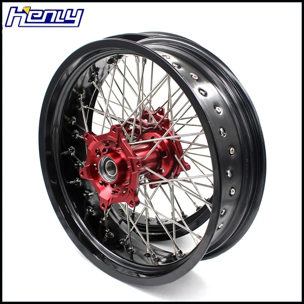 3,5/5,0 супермото Motard, колесные диски комплект для HONDA CRF250R/CRF450R-/2013 Красный ЧПУ концентраторы