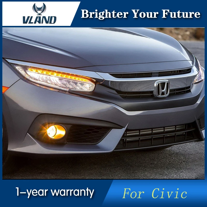 VLAND 2Pcs Car Head Lamp for Honda Civic 2016 LED ...