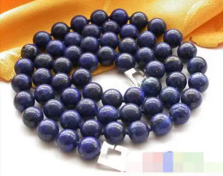 

3681 round blue lapis lazuli bead necklace