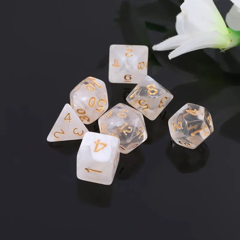 7 шт./компл. прозрачная двухсторонняя игральная кость D4 D6 D8 D10 D12 D20 подземелья и