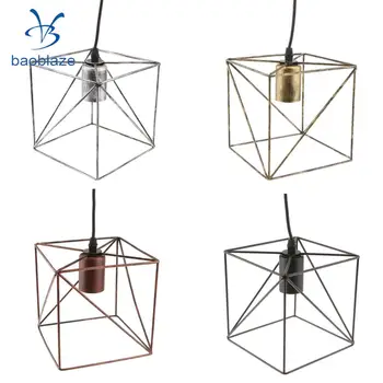 

Cube Ceiling Light Cage Cover Bulb Cage Pendant Light Shade Vintage Lampshade