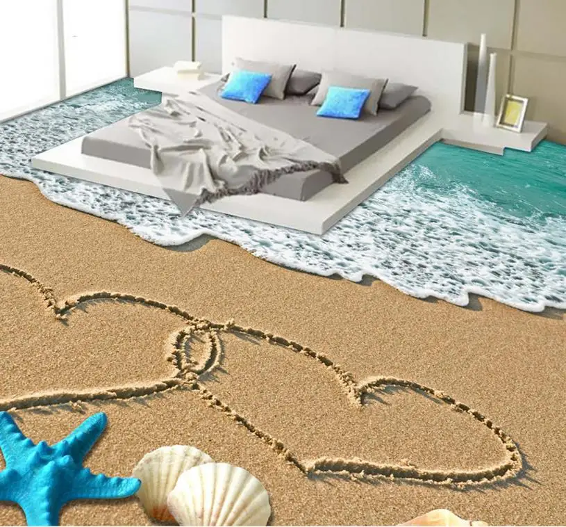 

Wallpaper 3D floor custom summer 3d floor beaches beautiful waterproof self-adhesive wallpaper 3d flooring pvc
