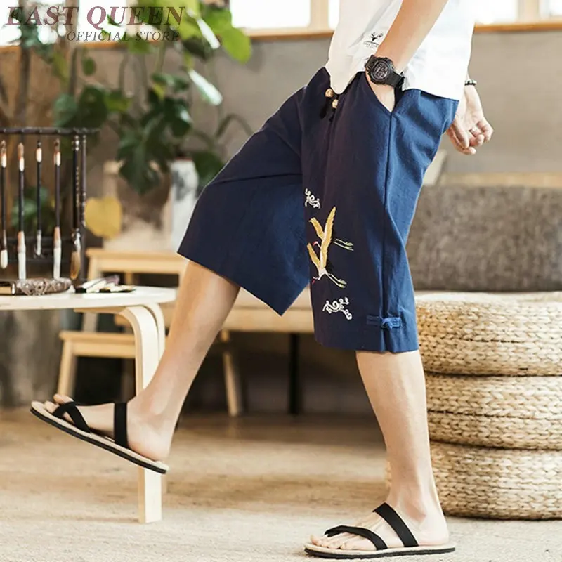 Летние Короткие брюки с эластичной резинкой на талии, Свободные повседневные короткие брюки, традиционная китайская одежда для мужчин