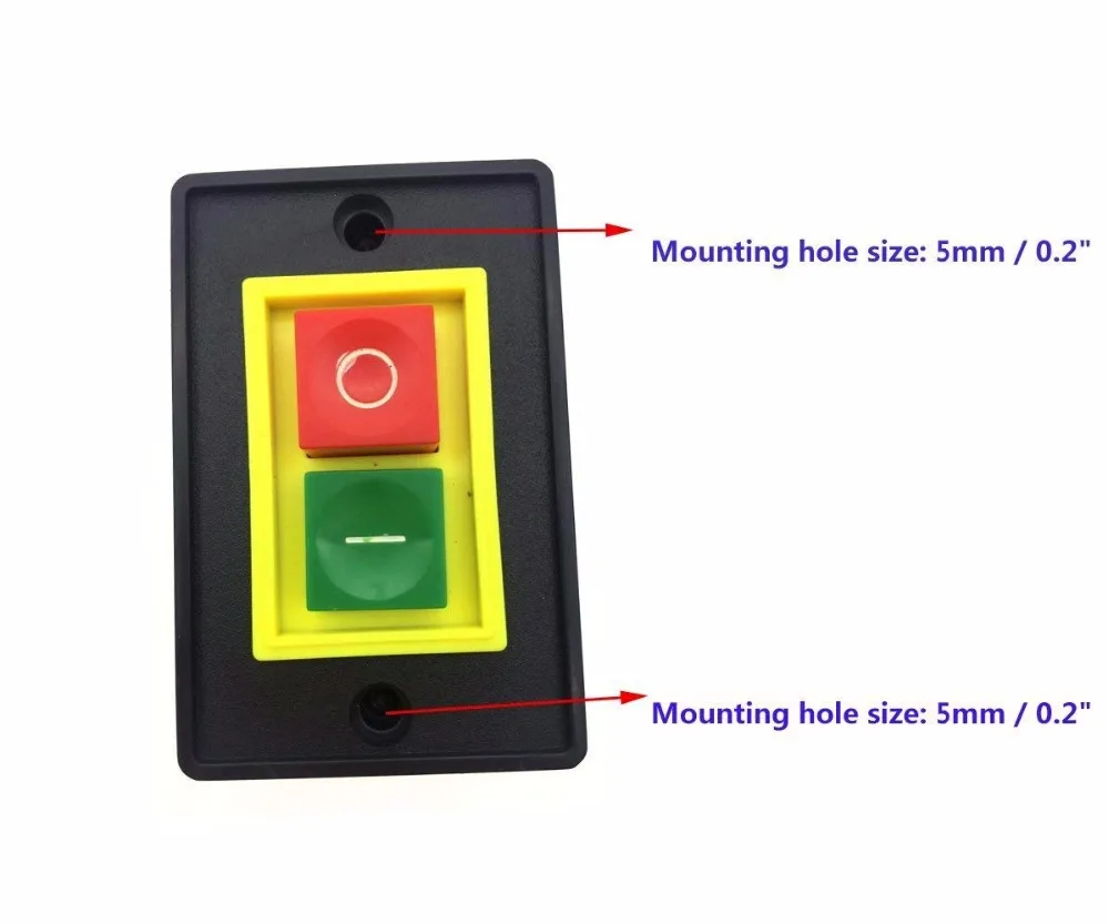 Переменный ток 380 В 2 кВт красный зеленый 2-позитин I/O пусковой стоп кнопочный переключатель 7,3x4,8x4