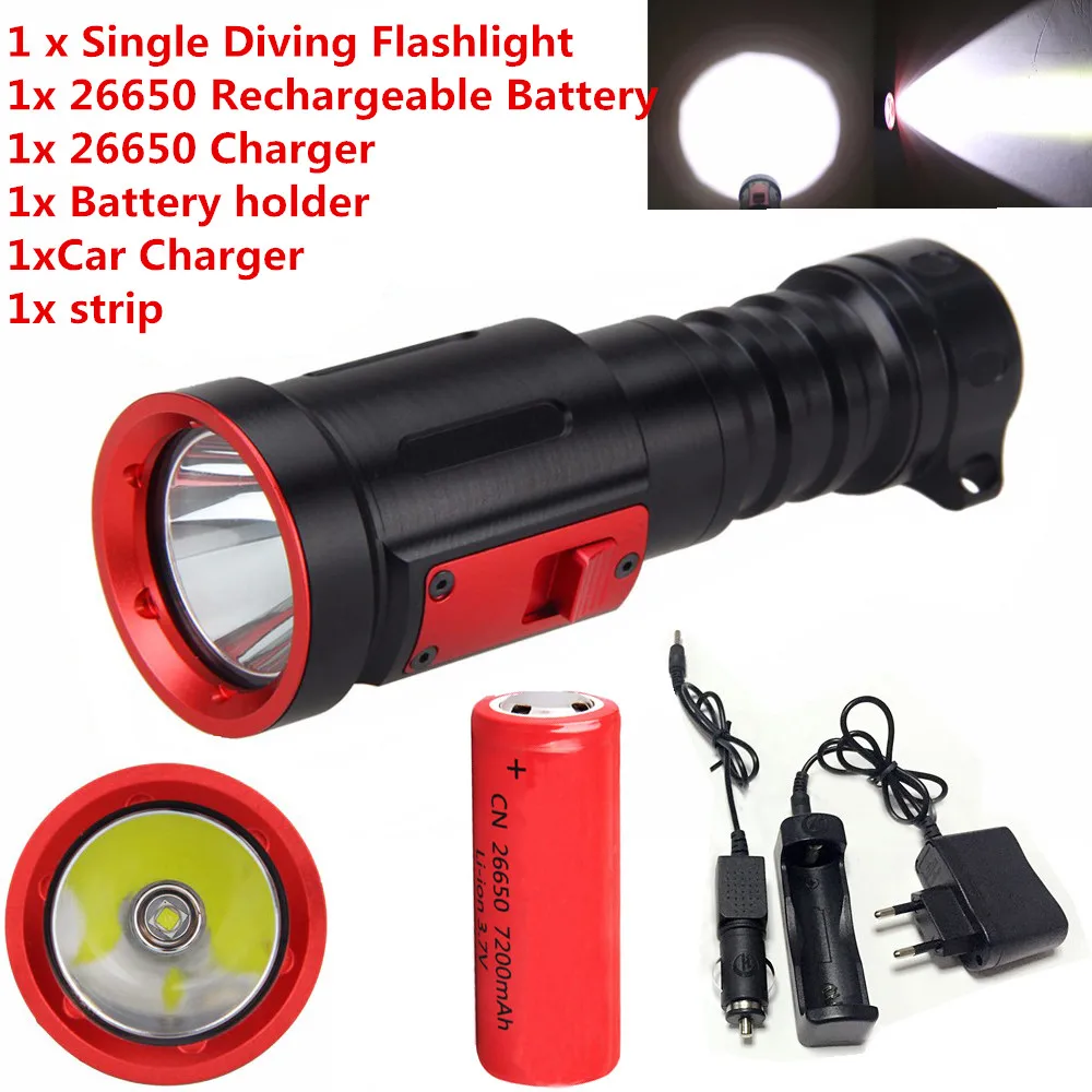 

Underwater 100M XML L2 Light LED Scuba Diving Flashlight Torch 26650/18650battery