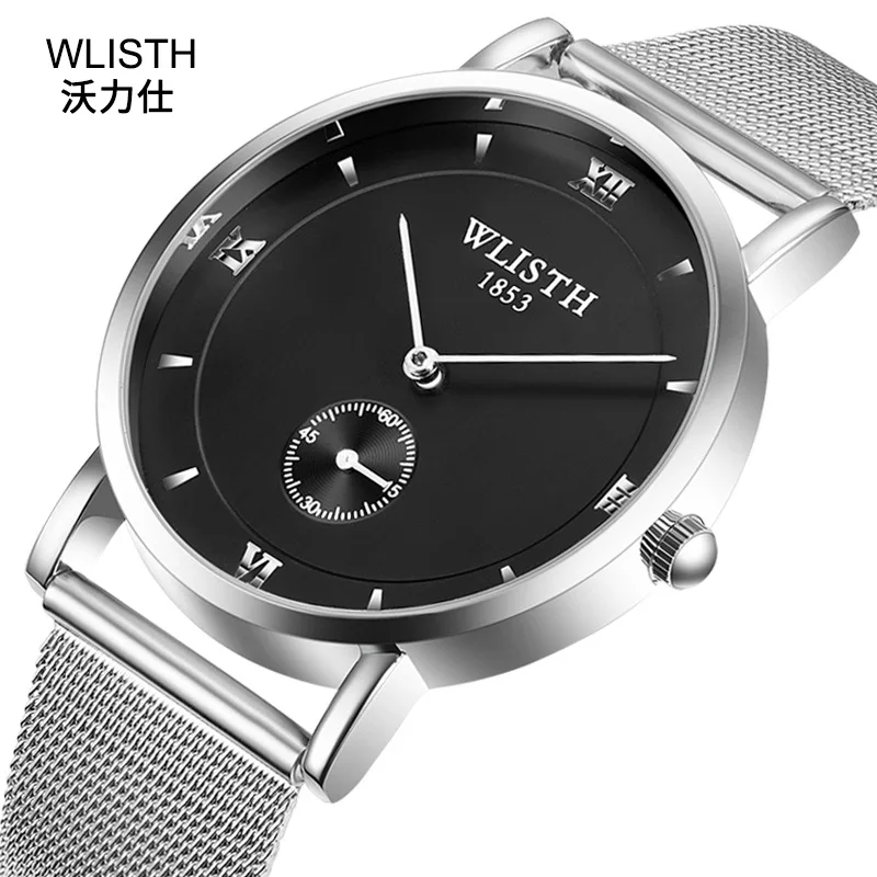 

2019 Top Brand New Personality Small Waterproof Watch Fashion Ultra-thin Steel Belt Quartz Watch Simple Business Men's Watch