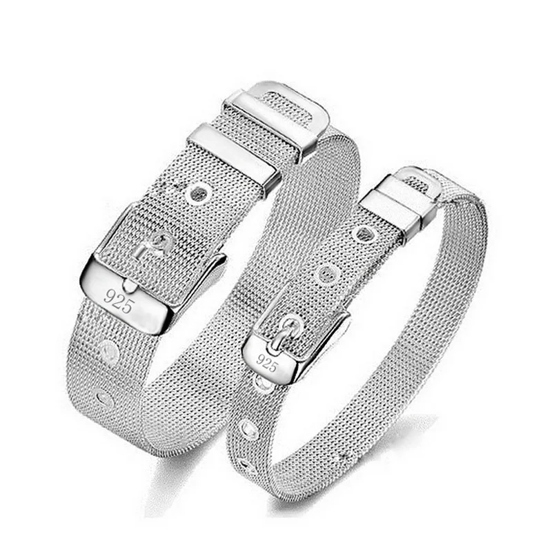 

925 sterling-silver-jewelry Bracelets For Women Adjust Charm Bangles Wedding Jewelry pulseira masculina mujer erkek bileklik