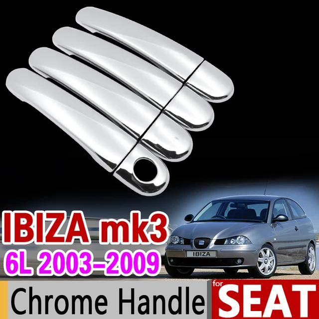 Cubierta de mango cromado para Seat Ibiza MK3 6L, 2003-2009, 2004, 2005,  2006, 2007, 2008, accesorios, pegatinas, estilo de coche - AliExpress