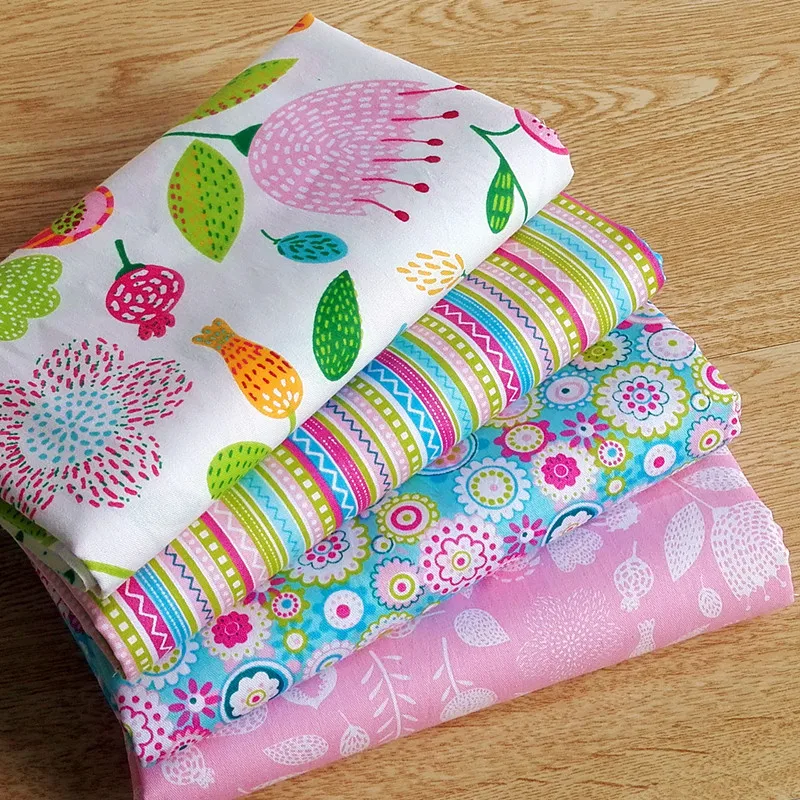 

4 pcs 40CM*50CM Sweet Pink Printed Cotton Fabric Telas Bundle DIY Patchwork Sewing Baby Toy Material Quilting Bedding Tecido