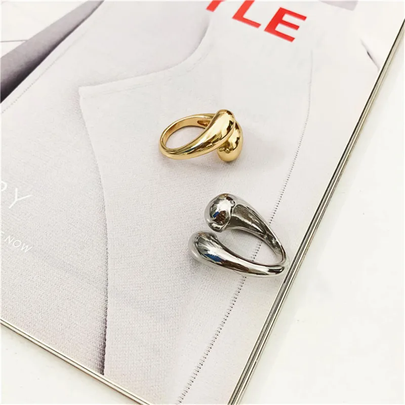 HUANZHI преувеличенные Золотые Серебряные Металлические Открытые Кольца, минималистичный дизайн, Индивидуальные Кольца на палец для женщин и девушек, вечерние ювелирные изделия