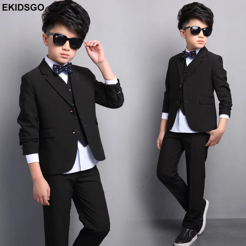 

Boys Formal Blazer Suits for Weddings Party Children Cute Fashion Jacket+Vest+Pants 3 pieces/set 6-14Y Kids Blazers Clothing