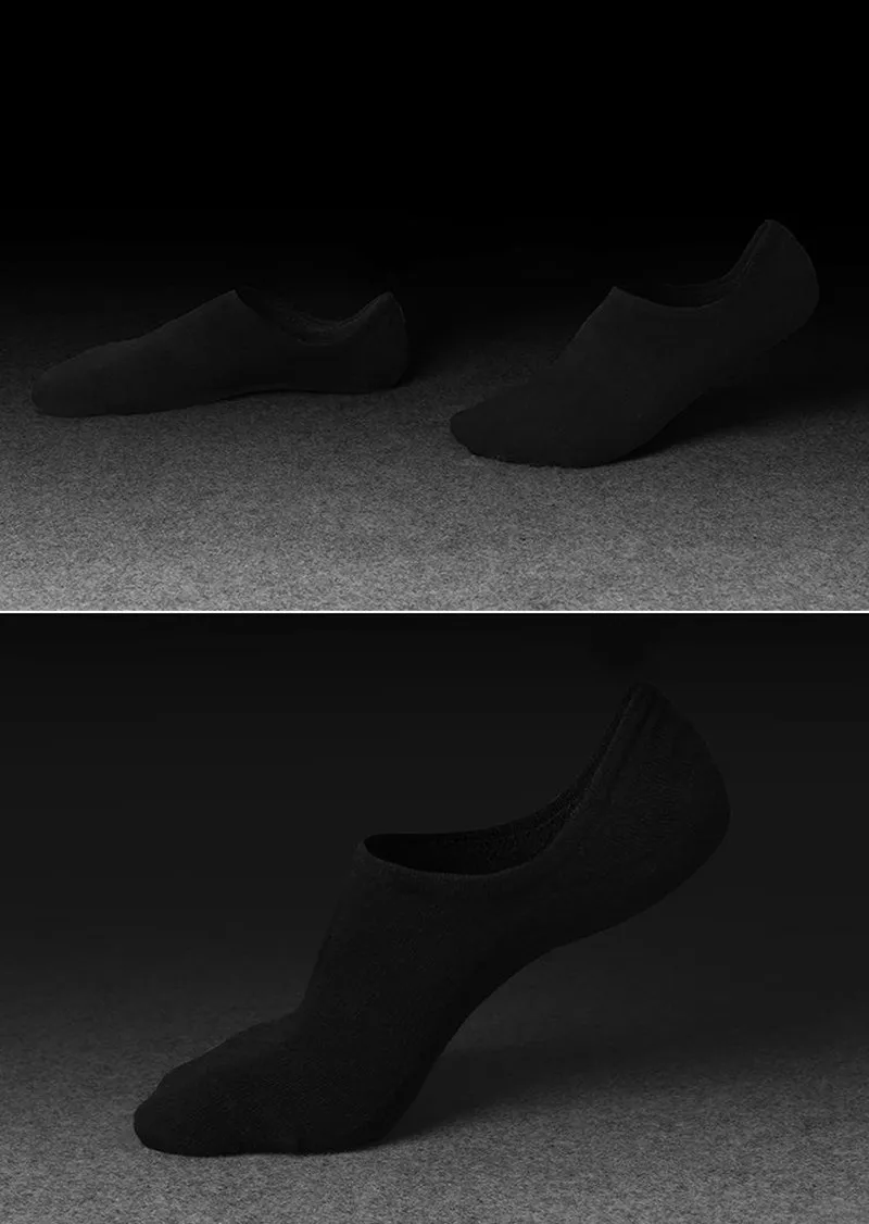 5 пар/партия лодка хлопковые Дышащие носки дезодорант носки нескользящие силиконовые носки следы - Цвет: Black