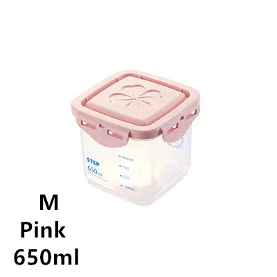 WBBOOMING Healthy Plastic Box Food Storage Box Storage Tank Airtight Plastic Containers Sealed Cans For Coarse Cereals Grains - Цвет: Pink 650ml