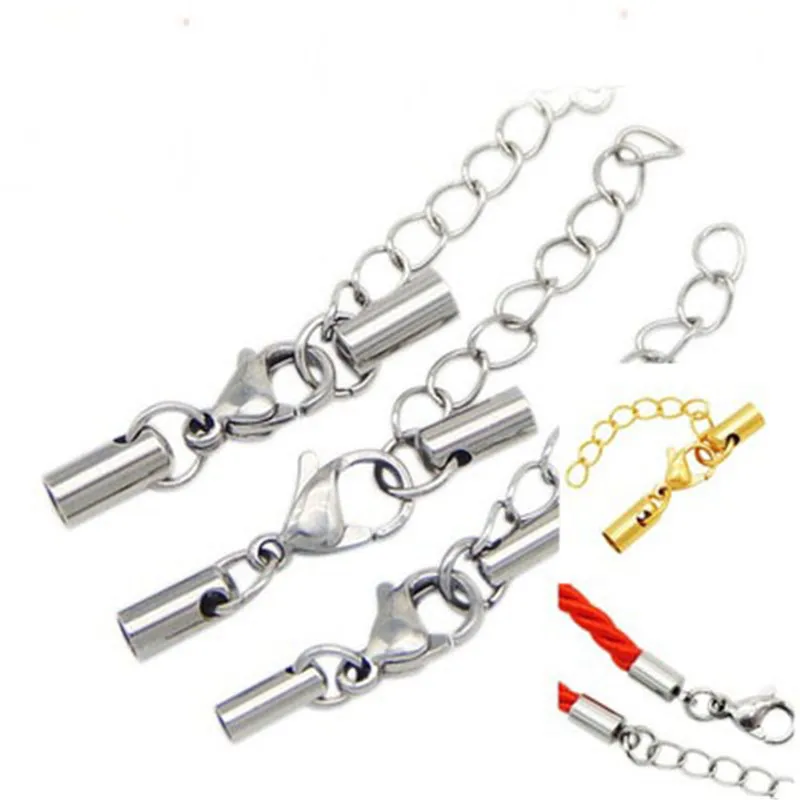 

2set Stainless Steel Metal Lobster Clasps Hook Fit 2/3/4/5/6mm Leather Cord Gold Color End Clasps Connectors for Jewelry Making