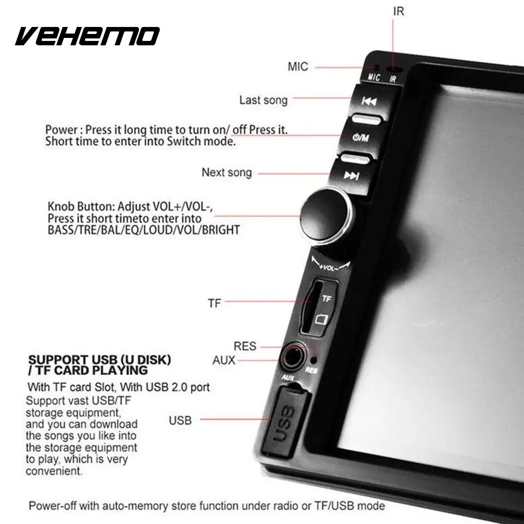 

FM/USB/AUX 7inch Car Stereo Auto MP5 Player Smart Support TF Card Car MP5 Player Flexible MP5 MP5 Player Rear View