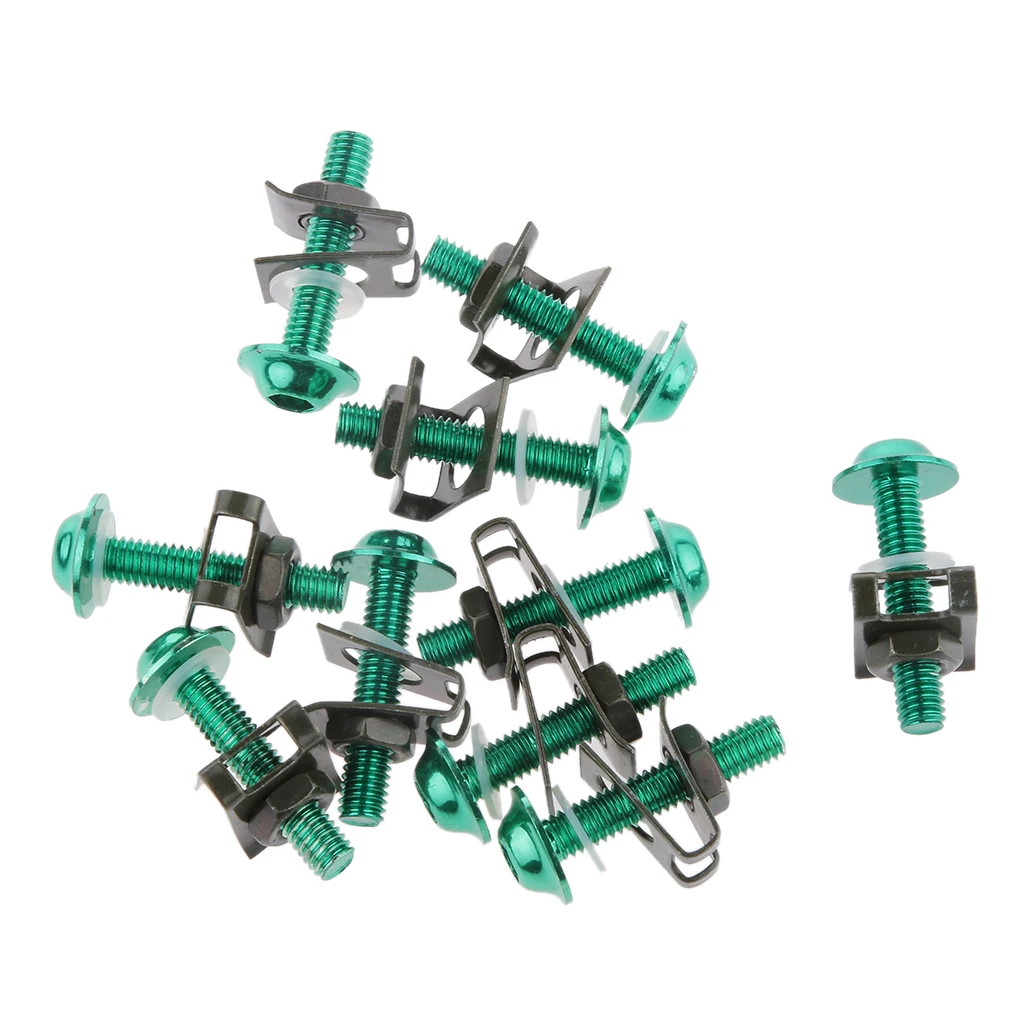 10X M6 Universal Motorcycle CNC Sportbike Fairing Spring Body Bolt Scooter Nuts Bolts Kit Screw Spire Speed Fastener Clip 