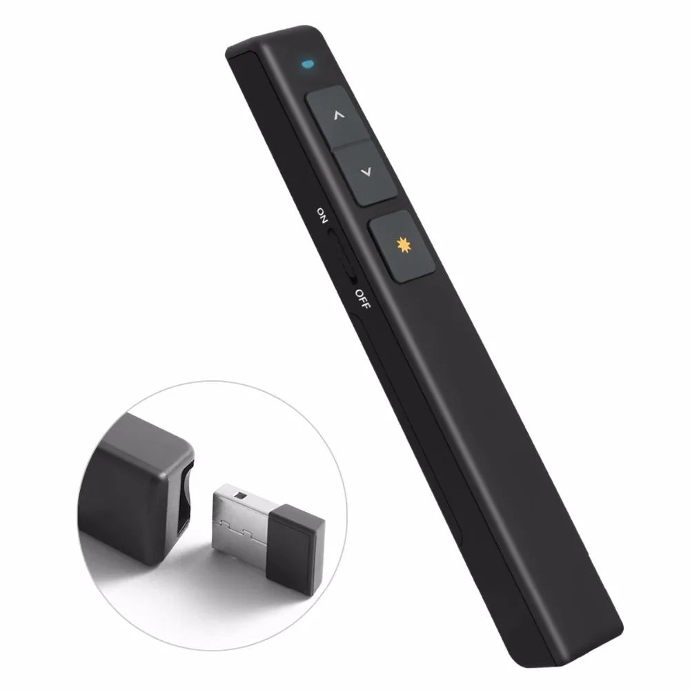 

SOONHUA 2.4Ghz Wireless Presenter Red Laser Pointer PPT Remote Control for Powerpoint Presentation Page Turning Pen Controller