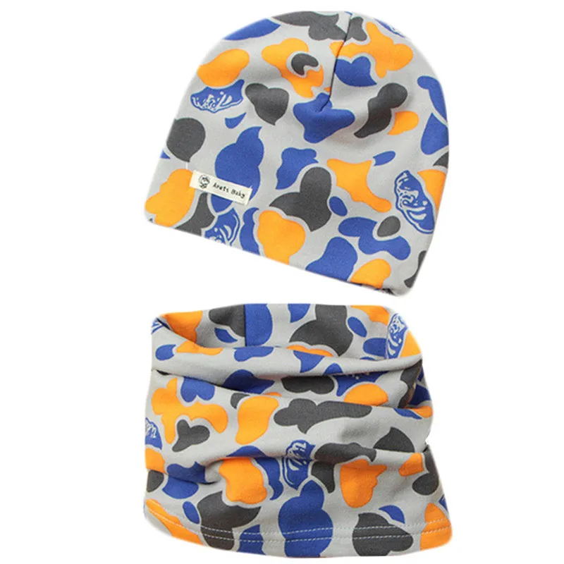 2018 Autumn Winter Children Hat Scarf Set Crochet Baby Hat Girls Boys Caps Cartoon Baby Boy Cap Scarf Sets Kids Child Hats Scarf
