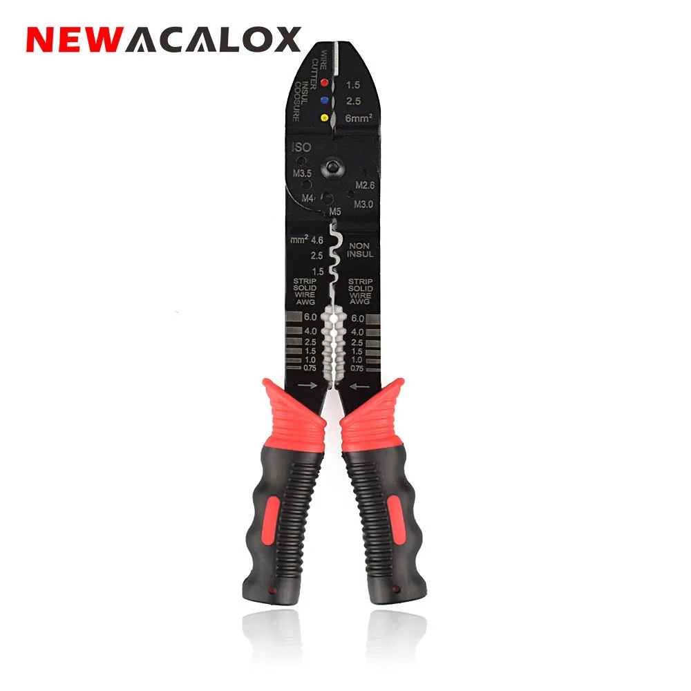 

NEWACALOX Electric Multi Tools Cable Wire Stripper Plier Cutter Crimper Automatic Multifunctional Terminal Crimping Stripping