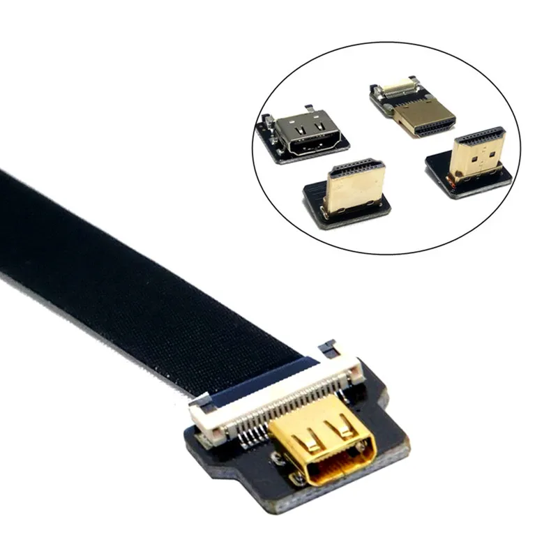 Micro HDMI Female D Type to HDMI FPV FPC Flat Cable for GoPro GH4 BMPCC A5000 A6000 A7R A7S 5cm 10cm 20cm 30cm 50cm 80cm