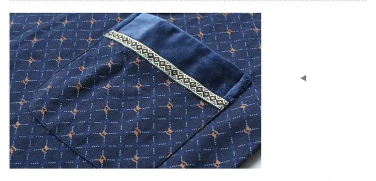 Настоящий мужской Халат геометрический халат v-образный вырез хлопок трикотажная плотная одежда для сна с длинным рукавом Ночное белье XXXL