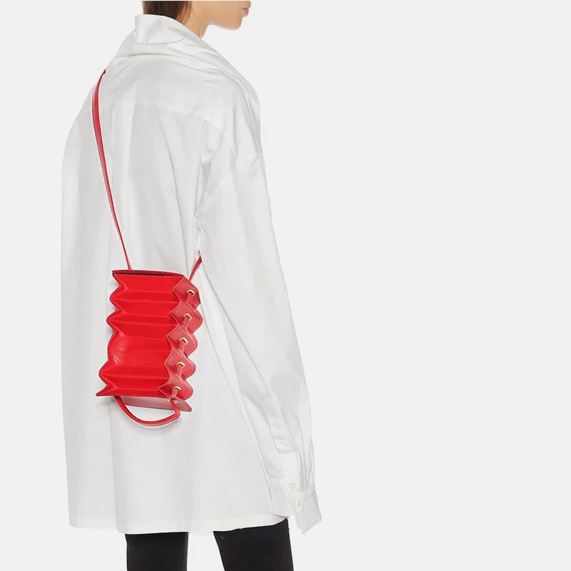Индивидуальная сумка-мессенджер мягкая кожаная сумка складная растягивающаяся многослойная Сумка через плечо фирменный дизайн через плечо - Цвет: Красный