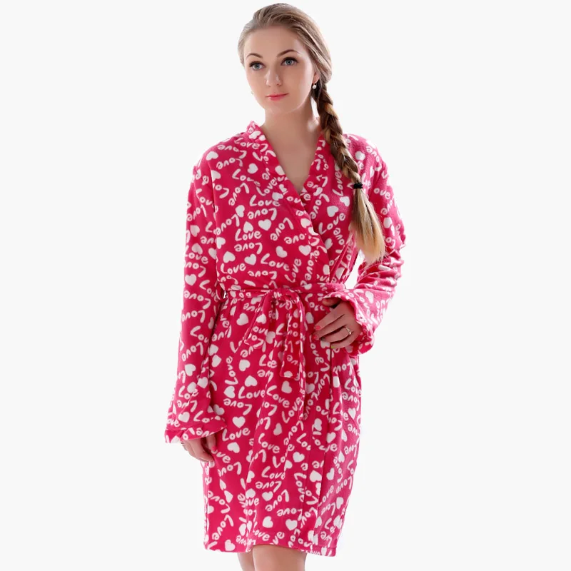 Soft Fleece Kimono Robe Sleepwear Bathrobe-0