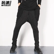 Новинка, Мужская одежда, большой карман, большие размеры, свободные шаровары, обтягивающие штаны, штаны в полоску, брюки, костюмы певицы