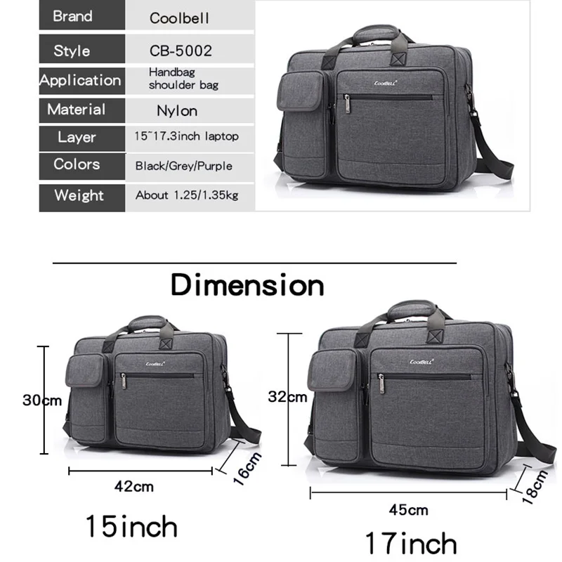 2019 nuevo de gran capacidad 15 15,6 ordenador portátil de hombre de negocios hombro bolsa de mensajero bolsa para macbook PRO 15,4 HP, 17 17,3 computadora, bolso - 2