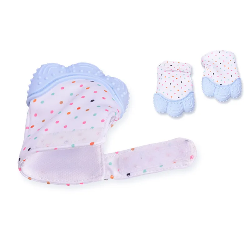 Baby Silicone Mitts Teething Mitten Glove Sound Teether Newborn Chewable Nursing Mittens Teether Natural stop Sucking Thumb Toy