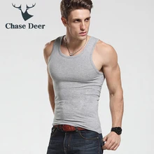 Летний топ на бретелях для мужчин, бренд Chase Deer, хлопок, эластичная качественная брендовая одежда для бодибилдинга, облегающие мужские майки