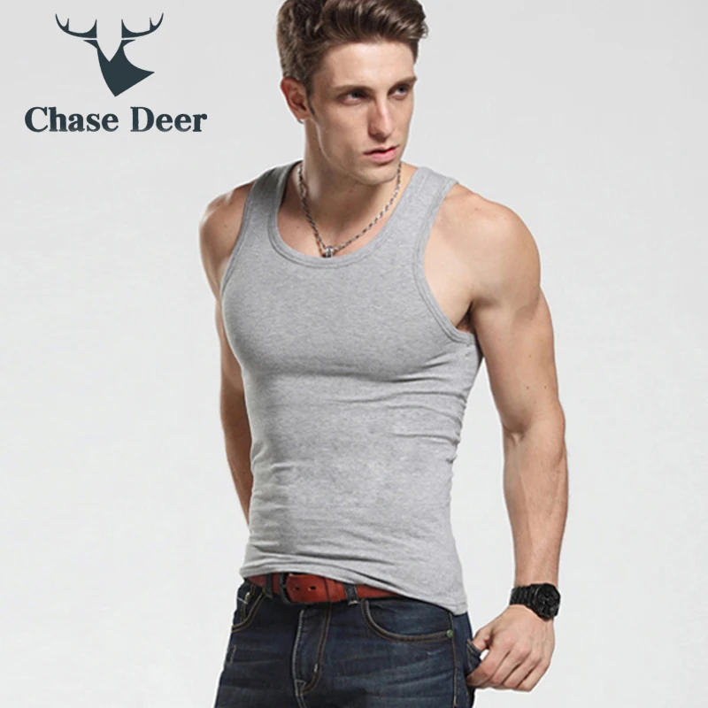 2018 Summer Tank Top Men Solid New Brand Chase Deer Cotton Elastic