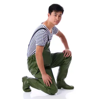 Chest Breathable Fishing Waders Thickness 0.75mm PVC Waterproof Fishing Clothing Inner Storage Pocket Waders for Fishing Hunting