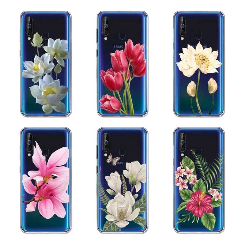 Samsung Galaxy A60 Case,Silicon Black Painting flower Soft TPU Back Cover for Galaxy A60 SM-A606F A606F/DS protect Phone cases