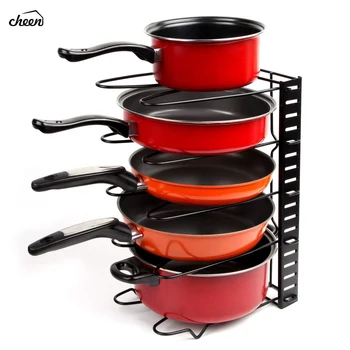 

Pan Organizer Pot Rack Lid Holder Cookware Holders Adjustable Heavy Duty Cabinet Pantry Kitchenware for Kitchen Housekeeper