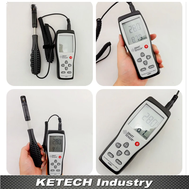 

AS-847 Quick Convenient Humidity Temperature Gauge Meter 2 in1 K Type Thermocouple