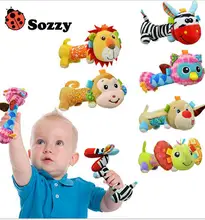 30pcs/lot Sozzy Baby Rattles Mirror Plush Handbells Toys Cartoon Animal Mobiles Stuffed Infant Toddler Tinkle Hand Bell