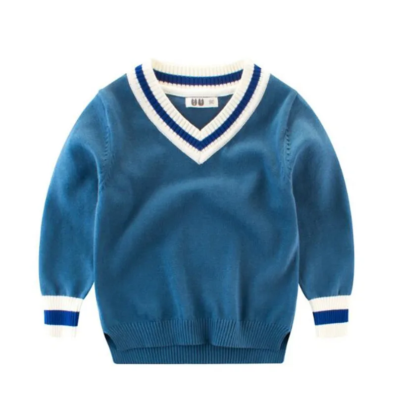 Funfeliz Boys Sweaters V neck Solid Color Sweater for Boys Spring