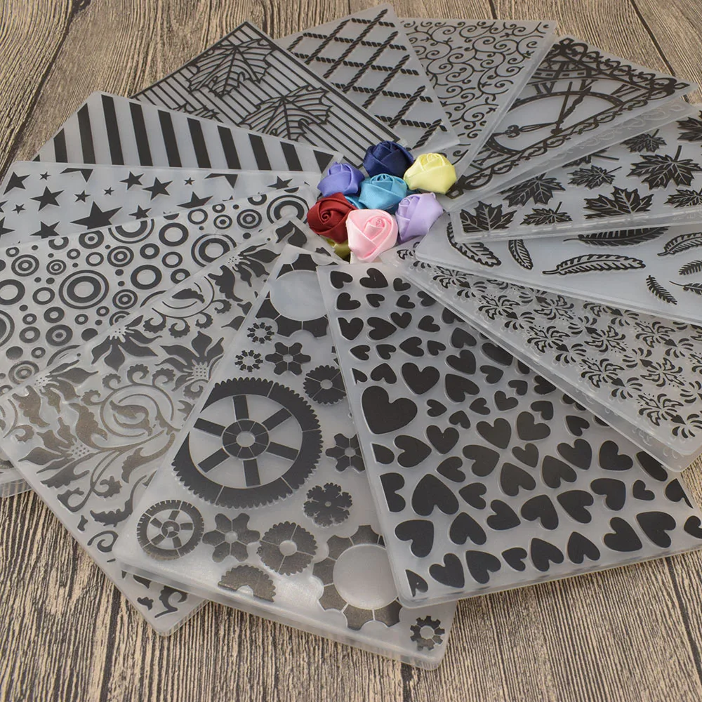 

Heart Flower Lace Leaves Plastic Embossing Folders Stencils Template for DIY Paper Cards Album Scrapbooking Decoration