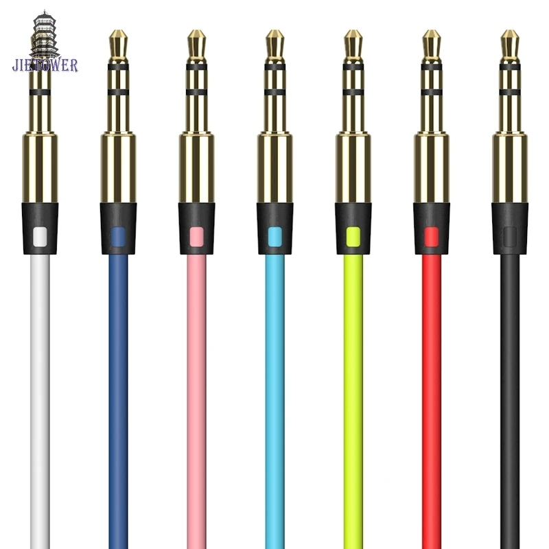 300pcs lot aux cable jack 3 5mm colorful m to m metal audio cable for iPhone car MP3 4 headphone speaker aux cord cheap good qty