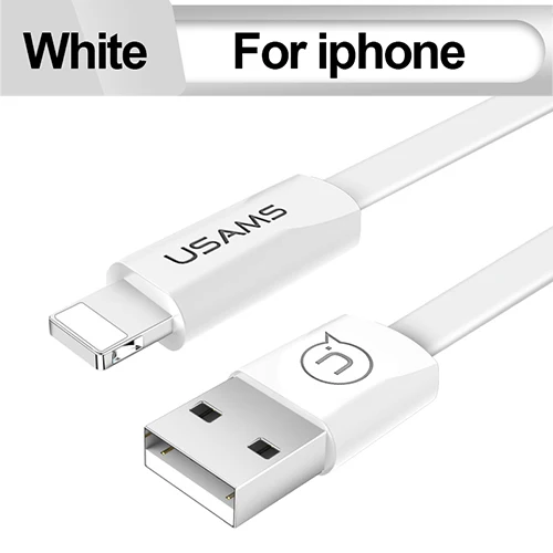 USB кабель для iphone 5 6 X Кабель USAMS Micro usb type c для синхронизации данных плоский кабель для быстрой зарядки мобильных телефонов кабель type-c usbc - Цвет: White For iphone