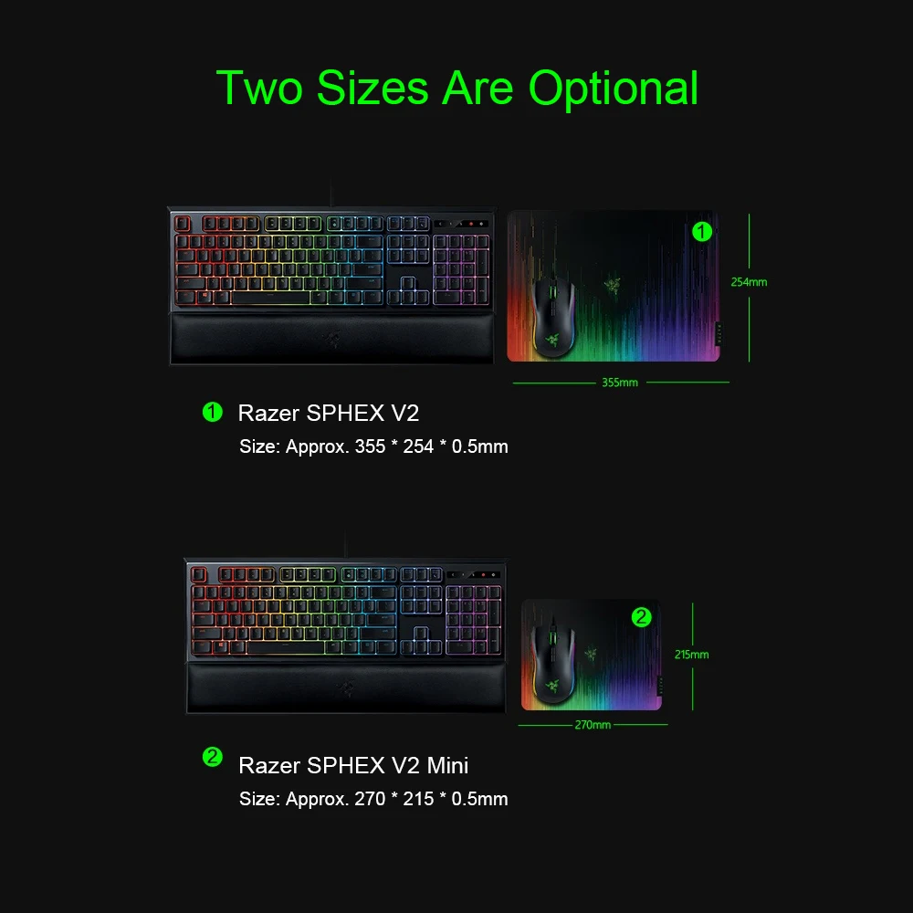 Razer SPHEX V2 Мини-Игровой Коврик для мыши ультратонкий форм-фактор поликарбонатная отделка противоскользящая для лазерных оптических игровых мышей